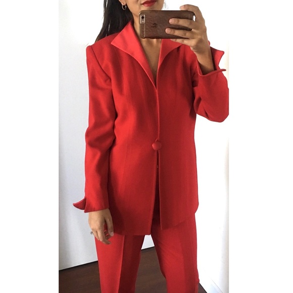 Dior Jackets & Blazers - NWT Christian Dior red satin crepe suit